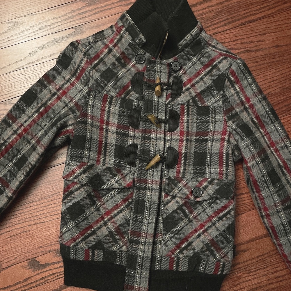 Billabong Plaid Wool Toggle Coat